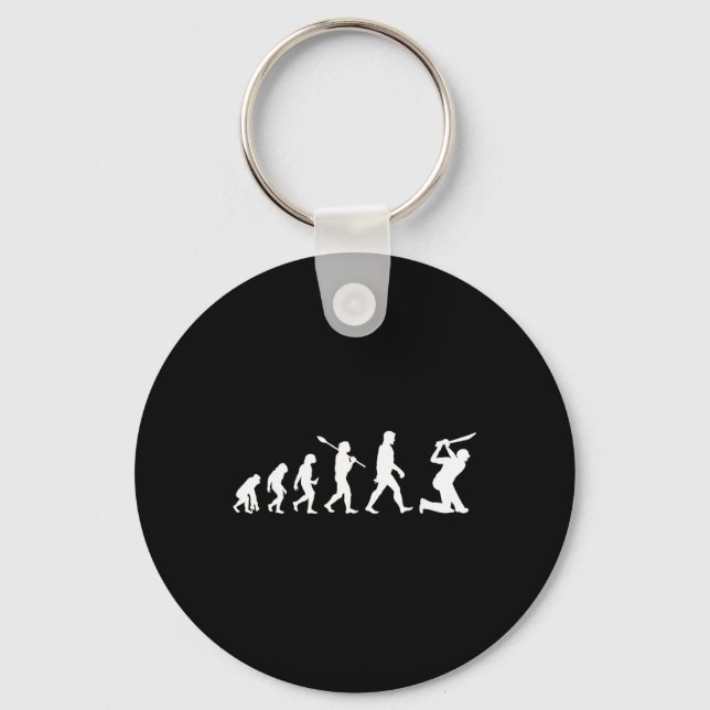Funny Cricket Evolution Tee For Cricket Players Or Key Ring (Front)