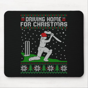 Funny Cricket Player Driving Home For Christmas Sw Mouse Pad