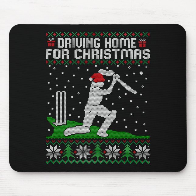 Funny Cricket Player Driving Home For Christmas Sw Mouse Pad (Front)
