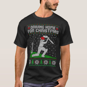 Funny Cricket Player Driving Home For Christmas Sw T-Shirt