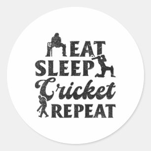 Funny Cricket Player - Eat Sleep Cricket Repeat Classic Round Sticker