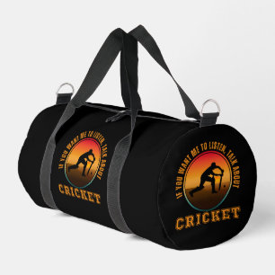 Funny Cricket Saying Vintage Silhouette Player Duffle Bag