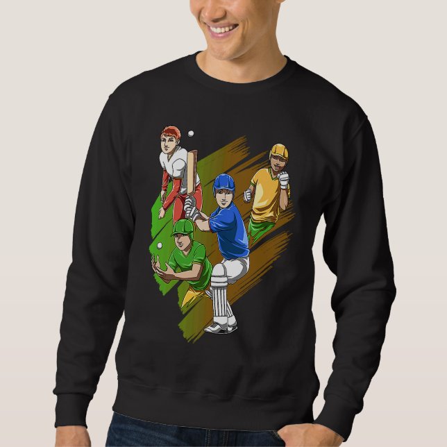 Funny Cricket Team Bat and Ball Sweatshirt (Front)