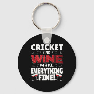 Funny Cricket Wine Gift Shirt Cute Sports Tee  Key Ring
