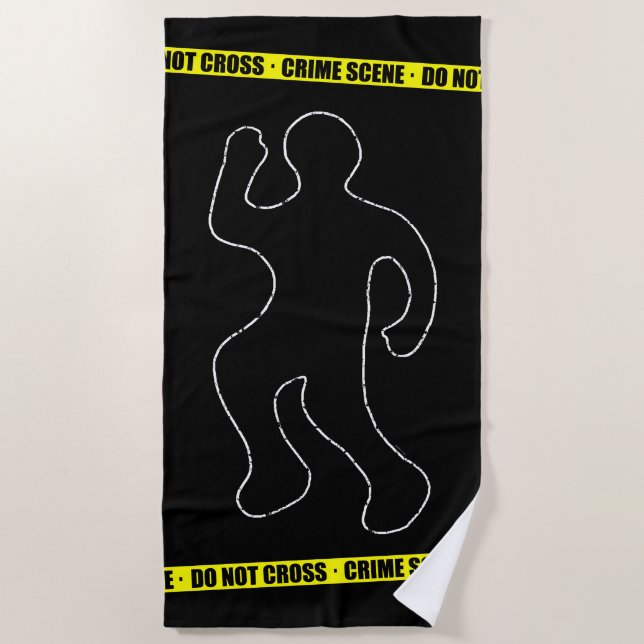 Funny Crime Scene Beach Towel (Front)