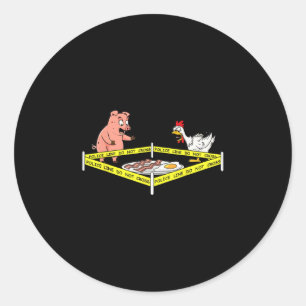 Funny Crime Scene Con Egg Pig Chicken Food Thanksg Classic Round Sticker
