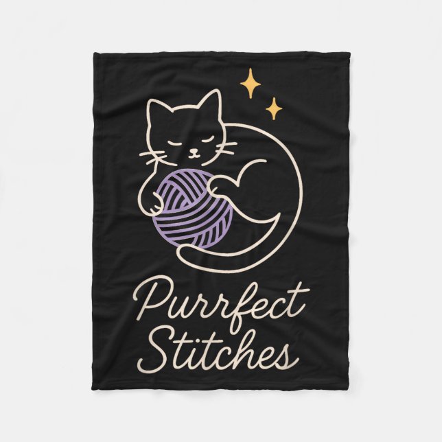 Funny Crochet Cat Mom Yarn Lover Pun Humor Handmad Fleece Blanket (Front)