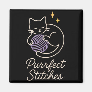 Funny Crochet Cat Mom Yarn Lover Pun Humor Handmad Magnet