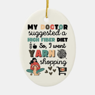 Funny Crochet Knitting gift, hook, yarn, humour Ceramic Ornament