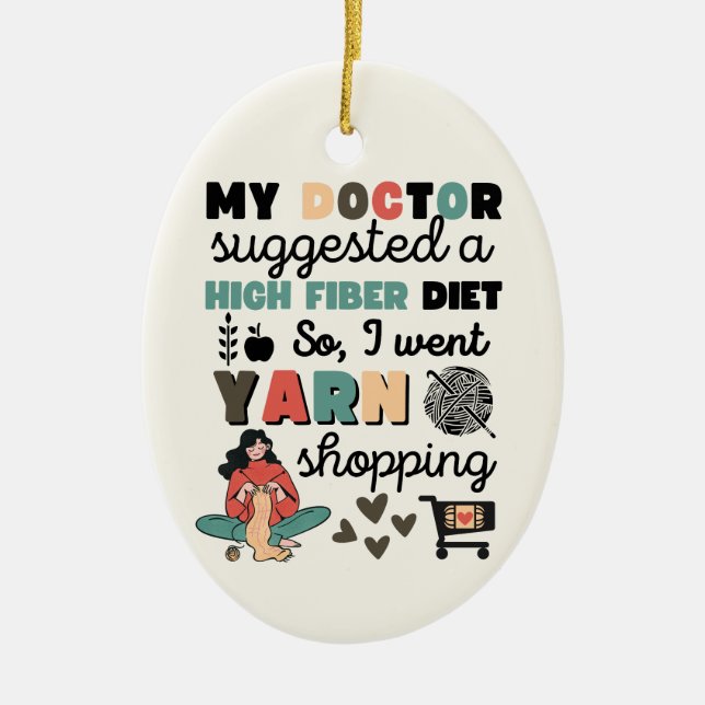 Funny Crochet Knitting gift, hook, yarn, humour Ceramic Ornament (Front)