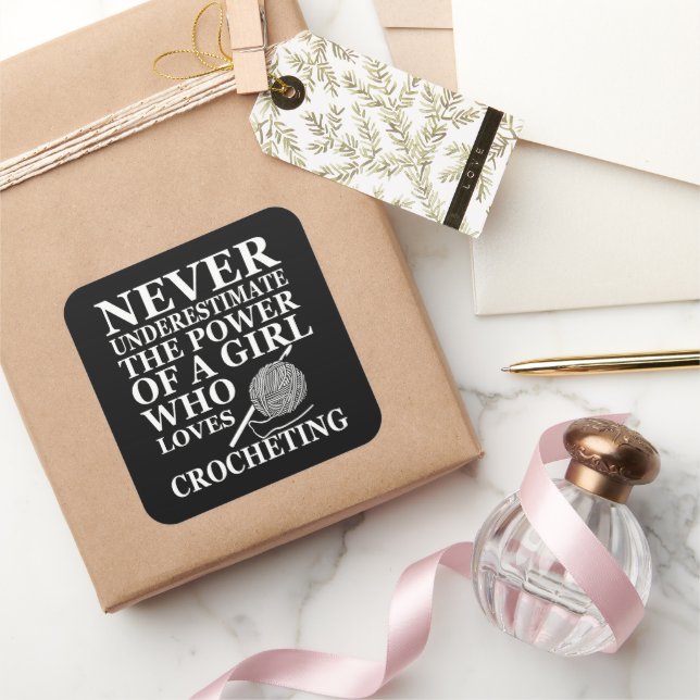Funny crochet quote crocheters gift square sticker (Gifting)