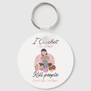 Funny Crochet Quote Yarn Lover Design Key Ring