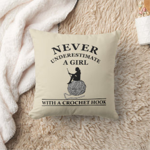 Funny crochet quotes crocheters gift cushion