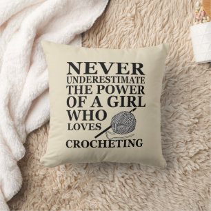 Funny crochet quotes crocheters gift cushion