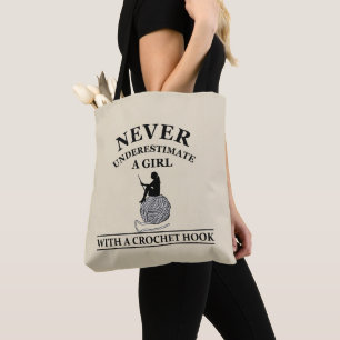 Funny crochet quotes crocheters gift tote bag