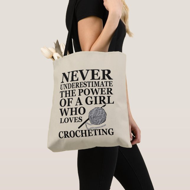 Funny crochet quotes crocheters gift tote bag (Close Up)