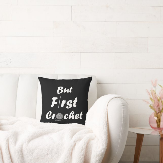 Funny crochet saying knitting quote cushion (Couch)