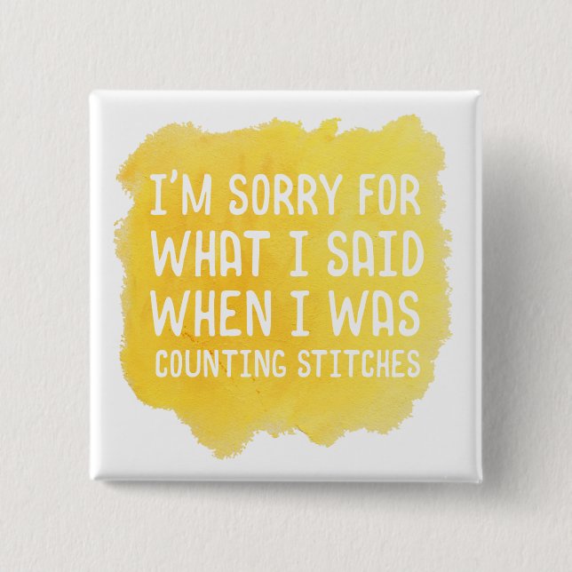 Funny Crochet Stitch 15 Cm Square Badge (Front)