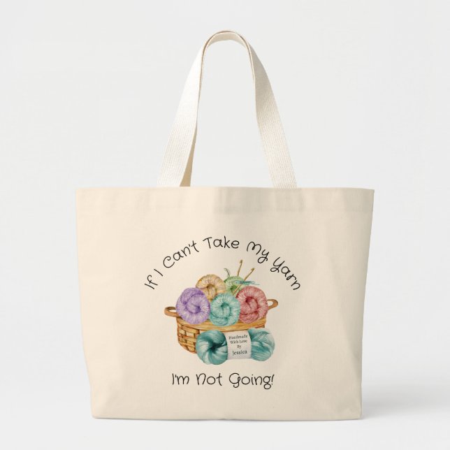 Funny Crocheting Personalised Large Tote Bag (Front)