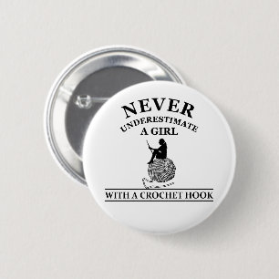 funny crocheting quote 6 cm round badge