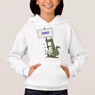 Funny crocodile aligator with sign cartoon