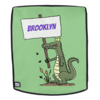 Funny crocodile aligator with sign cartoon