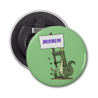 Funny crocodile aligator with sign cartoon