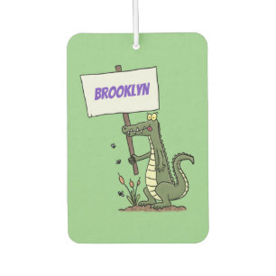 Funny crocodile aligator with sign cartoon  car air freshener