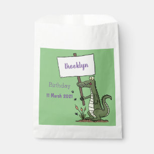 Funny crocodile aligator with sign cartoon favour bag