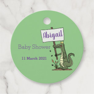 Funny crocodile aligator with sign cartoon favour tags