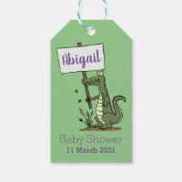 Funny crocodile aligator with sign cartoon