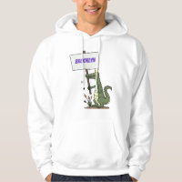 Funny crocodile aligator with sign cartoon