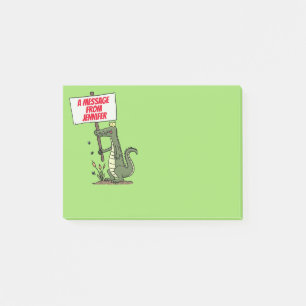 Funny crocodile aligator with sign cartoon post-it notes