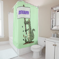 Funny crocodile aligator with sign cartoon