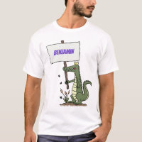 Funny crocodile aligator with sign cartoon