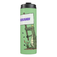 Funny crocodile aligator with sign cartoon