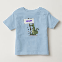 Funny crocodile aligator with sign cartoon
