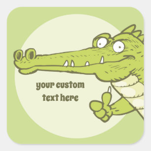funny crocodile cartoon square sticker