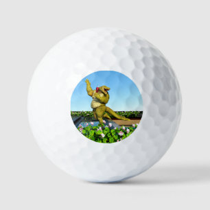 Funny Crocodile Champagne Pool Party Art Golf Balls