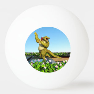 Funny Crocodile Champagne Pool Party Art Ping Pong Ball