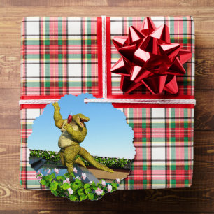 Funny Crocodile Champagne Pool Party Art Tree Decoration Card