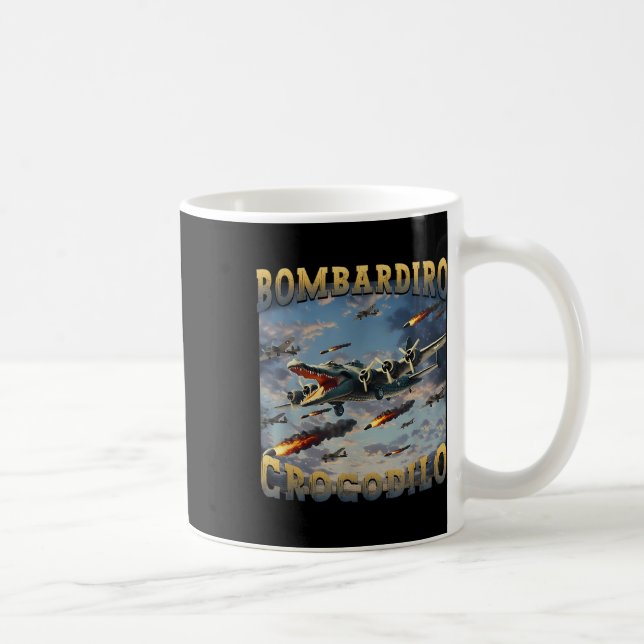 Funny Crocodile Meme Bombardiro Crocodilo Funny Br Coffee Mug (Right)