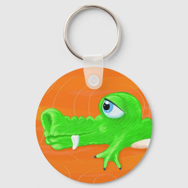 Funny crocodile painting, keychain (Front)