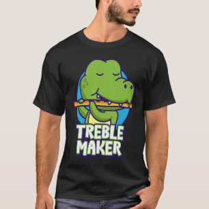 Funny Crocodile Playing Flute Treble Maker Instrum T-Shirt