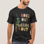 Funny Crocodile Pun Rock Out With Your Croc Out T-Shirt<br><div class="desc">Show off your style and personality with this fun and funny t-shirt. It features two funny dancing crocodiles and the hilarious pun “Rock out with your croc out”. It’s a great way to express yourself and make people smile. This t-shirt is made of soft and comfortable cotton and comes in...</div>