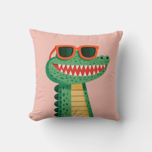 Funny Crocodile Sunglasses Cute Cartoon Animal Cushion