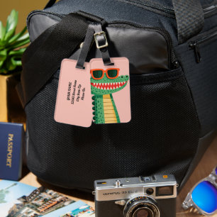 Funny Crocodile Sunglasses Cute Cartoon Animal Luggage Tag