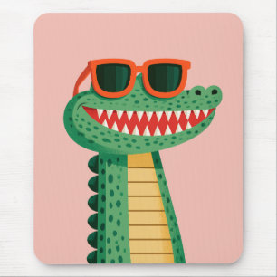 Funny Crocodile Sunglasses Cute Cartoon Animal Mouse Pad