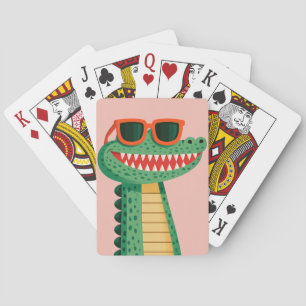 Funny Crocodile Sunglasses Cute Cartoon Animal Playing Cards
