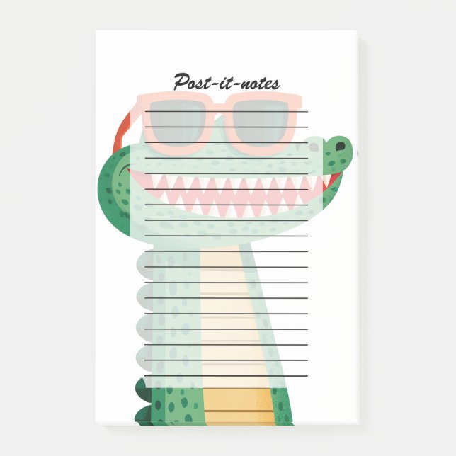 Funny Crocodile Sunglasses Cute Cartoon Animal Post-it Notes (Front)